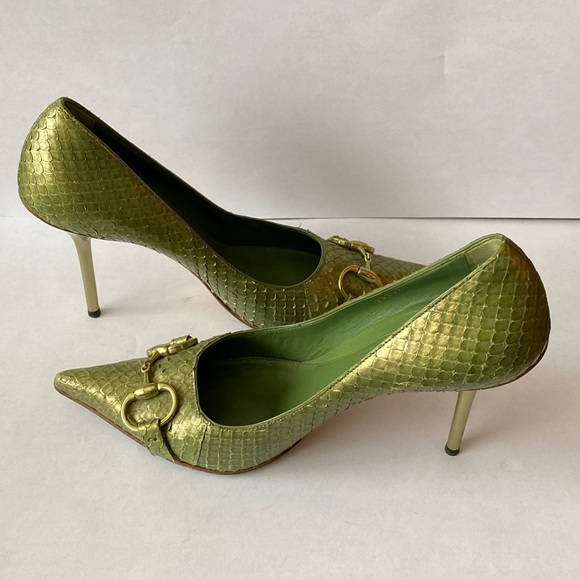 GREEN GUCCI PYTHON SNAKE HEELS 💚 - Picture 3 of 5
